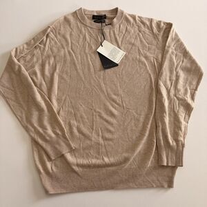 NWT Maglificio Bartolini Men's Large Beige Cashmere Blend Crewneck Sweater Italy